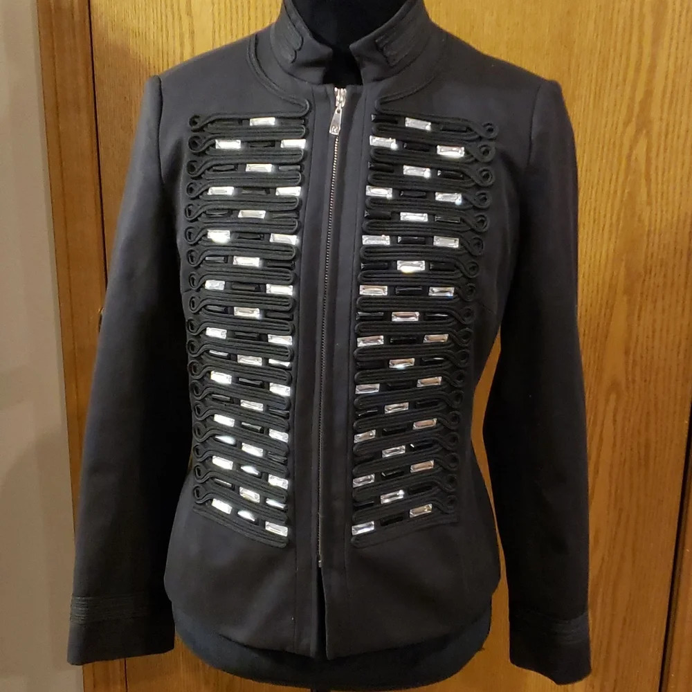 Peter nygard bling miltary cut heavyweight blazer embellished black